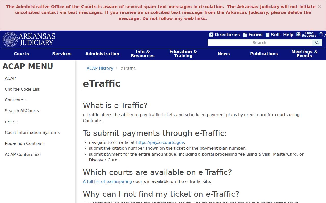 eTraffic guidance relevant to Chicot County traffic court limits